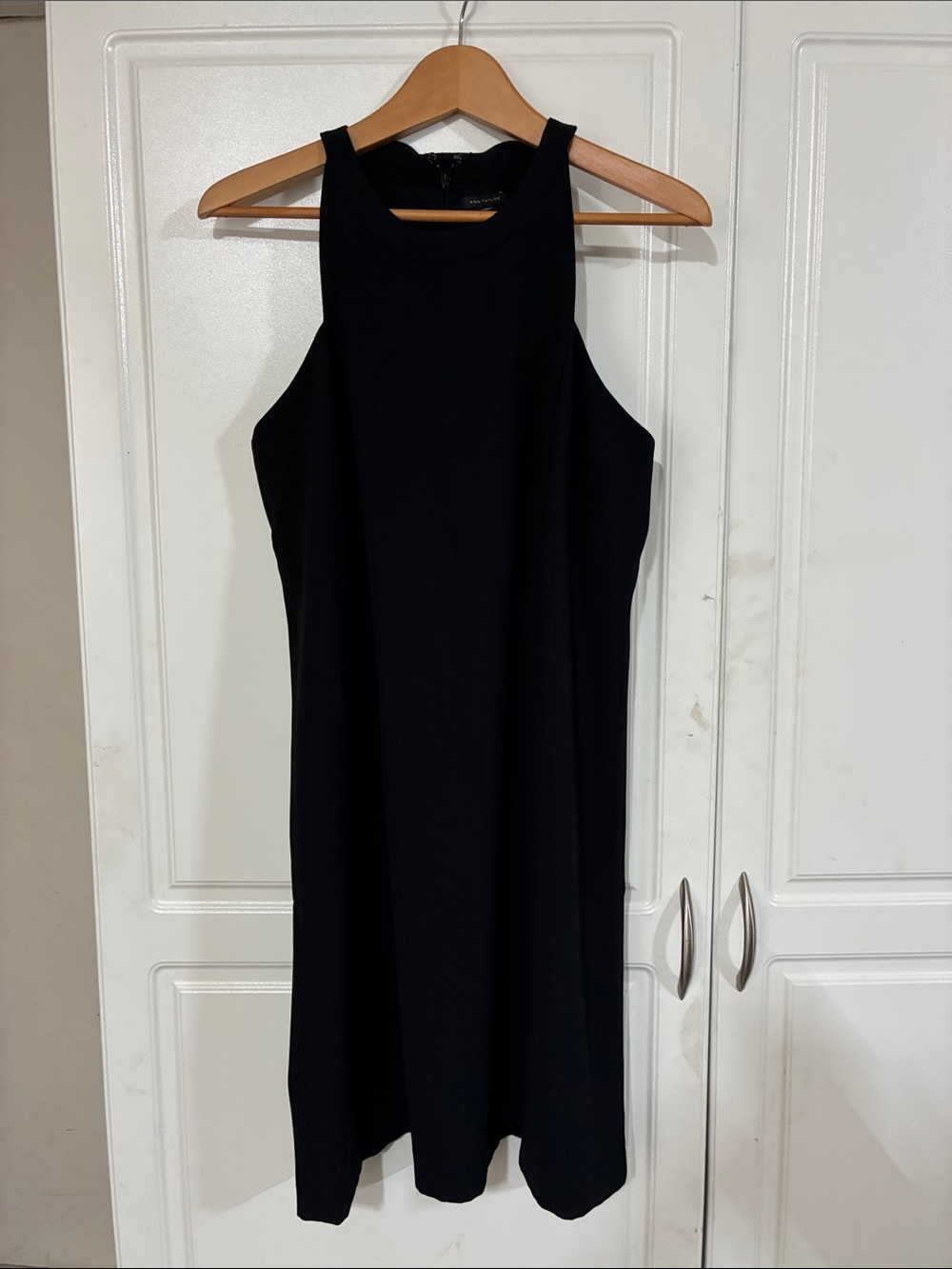 Ann Taylor Black Sleeveless High Neck Shift Dress